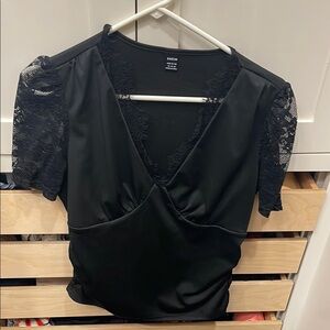Black Lace Sleeve Top